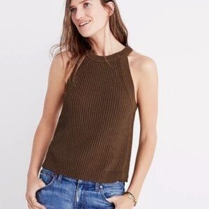 Madewell Olive Valley Knit High Neck Sweater Tank, S, Coastal Grandma, Boho Chic